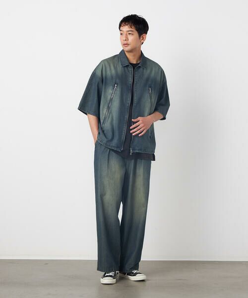 Purple&Yellow / パープルアンドイエロー Gジャン・デニムジャケット | ライトオンスデニム ジップポケット 半袖ブルゾン | 詳細5