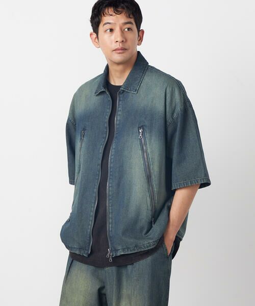 Purple&Yellow / パープルアンドイエロー Gジャン・デニムジャケット | ライトオンスデニム ジップポケット 半袖ブルゾン | 詳細6