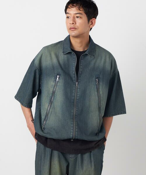 Purple&Yellow / パープルアンドイエロー Gジャン・デニムジャケット | ライトオンスデニム ジップポケット 半袖ブルゾン | 詳細8