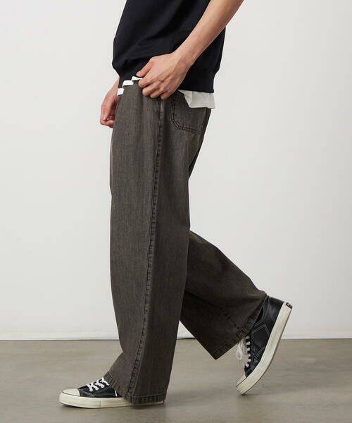 Purple&Yellow / パープルアンドイエロー デニムパンツ | ライトオンスデニム タックワイドパンツ | 詳細3