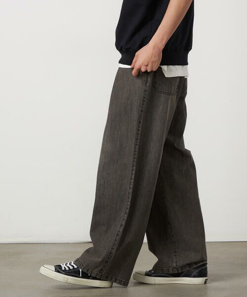 Purple&Yellow / パープルアンドイエロー デニムパンツ | ライトオンスデニム タックワイドパンツ | 詳細4