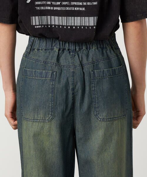 Purple&Yellow / パープルアンドイエロー デニムパンツ | ライトオンスデニム タックワイドパンツ | 詳細13