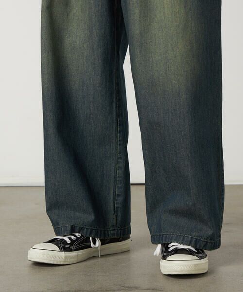 Purple&Yellow / パープルアンドイエロー デニムパンツ | ライトオンスデニム タックワイドパンツ | 詳細15