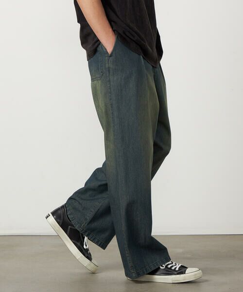 Purple&Yellow / パープルアンドイエロー デニムパンツ | ライトオンスデニム タックワイドパンツ | 詳細8