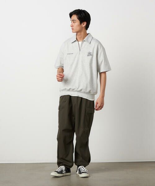 Purple&Yellow / パープルアンドイエロー カットソー | ハーフジップ ポロプルオーバー | 詳細3