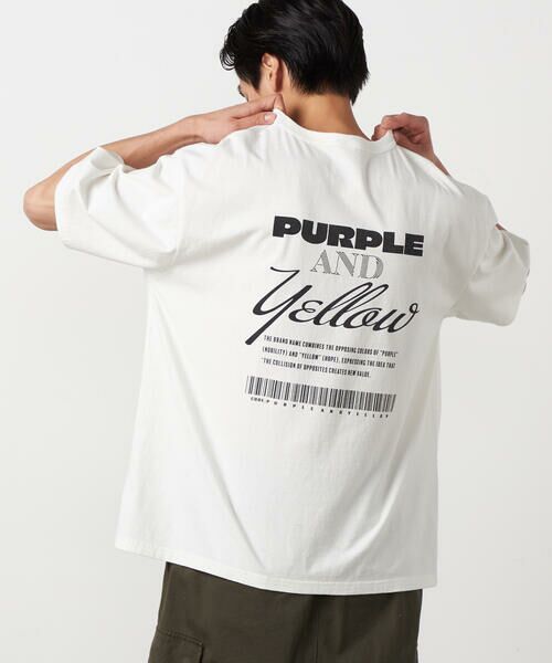 Purple&Yellow / パープルアンドイエロー Tシャツ | バックプリント フロスト半袖Tシャツ | 詳細3
