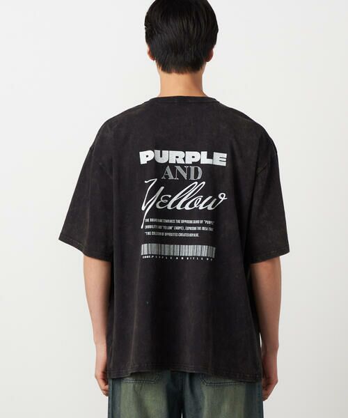 Purple&Yellow / パープルアンドイエロー Tシャツ | バックプリント フロスト半袖Tシャツ | 詳細12