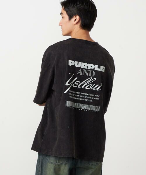 Purple&Yellow / パープルアンドイエロー Tシャツ | バックプリント フロスト半袖Tシャツ | 詳細8