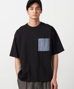 Purple&Yellow / パープルアンドイエロー Tシャツ | バックプリント 布帛切り替えTシャツ