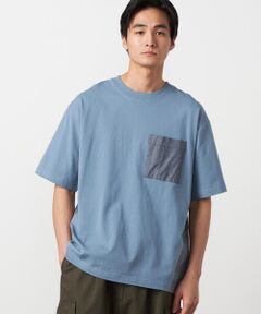 Purple&Yellow / パープルアンドイエロー Tシャツ | バックプリント 布帛切り替えTシャツ