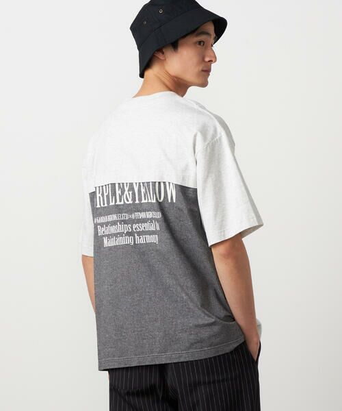 Purple&Yellow / パープルアンドイエロー Tシャツ | バックプリント 布帛切り替えTシャツ | 詳細3