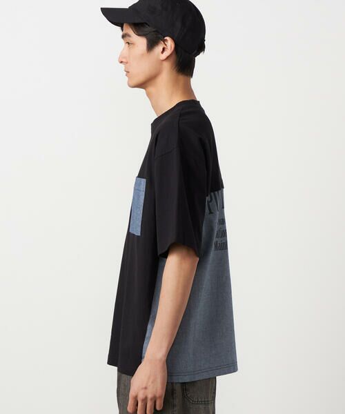 Purple&Yellow / パープルアンドイエロー Tシャツ | バックプリント 布帛切り替えTシャツ | 詳細11