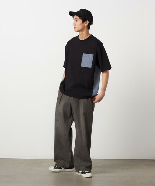 Purple&Yellow / パープルアンドイエロー Tシャツ | バックプリント 布帛切り替えTシャツ | 詳細5