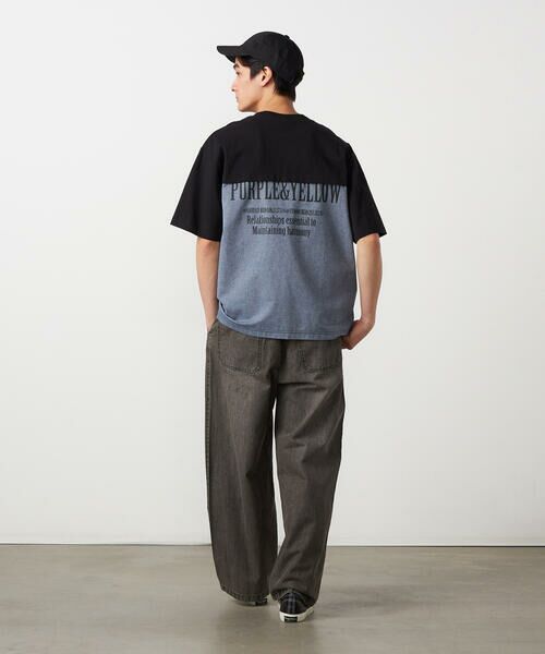 Purple&Yellow / パープルアンドイエロー Tシャツ | バックプリント 布帛切り替えTシャツ | 詳細6
