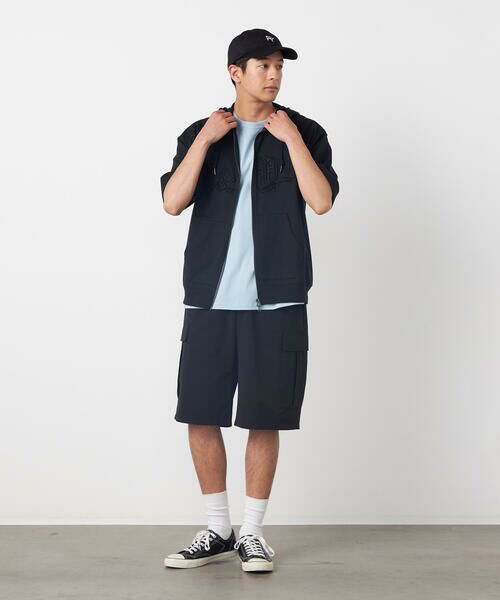 Purple&Yellow / パープルアンドイエロー ショート・ハーフ・半端丈パンツ | ポリエステルストレッチ カーゴショートパンツ | 詳細3