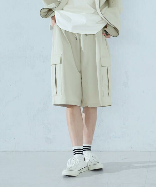 Purple&Yellow / パープルアンドイエロー ショート・ハーフ・半端丈パンツ | ポリエステルストレッチ カーゴショートパンツ | 詳細7