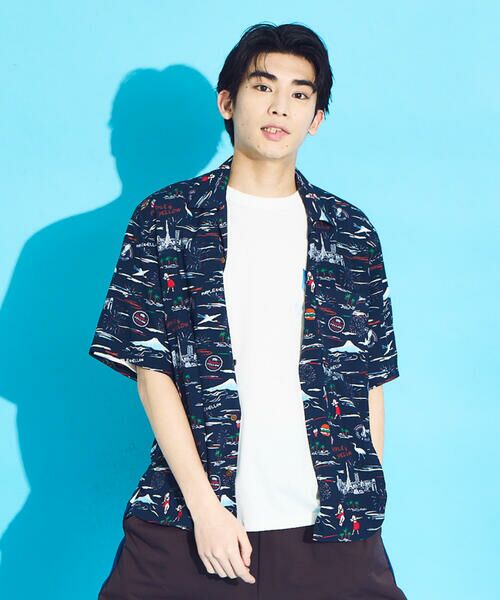 Purple&Yellow / パープルアンドイエロー シャツ・ブラウス | アロハシャツ（ネイビー）