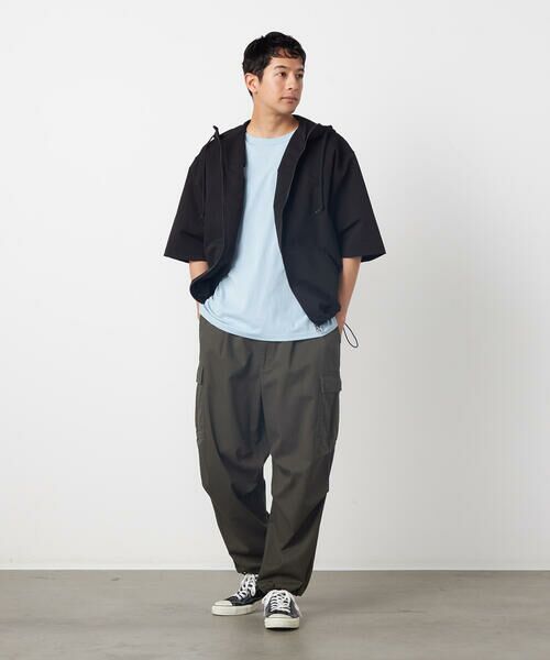 Purple&Yellow / パープルアンドイエロー パーカー | ポリエステルストレッチ 半袖ジップパーカ | 詳細1