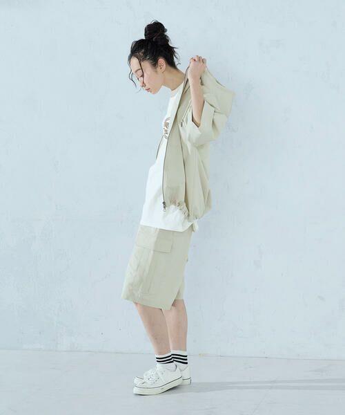 Purple&Yellow / パープルアンドイエロー パーカー | ポリエステルストレッチ 半袖ジップパーカ | 詳細11