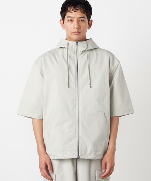 Purple&Yellow / パープルアンドイエロー パーカー | ポリエステルストレッチ 半袖ジップパーカ | 詳細14