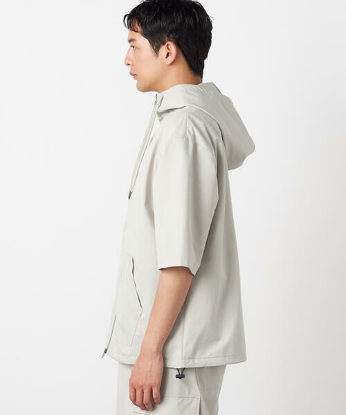 Purple&Yellow / パープルアンドイエロー パーカー | ポリエステルストレッチ 半袖ジップパーカ | 詳細15