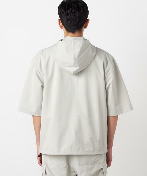 Purple&Yellow / パープルアンドイエロー パーカー | ポリエステルストレッチ 半袖ジップパーカ | 詳細16