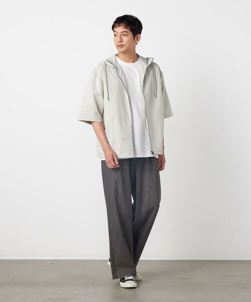 Purple&Yellow / パープルアンドイエロー パーカー | ポリエステルストレッチ 半袖ジップパーカ | 詳細6