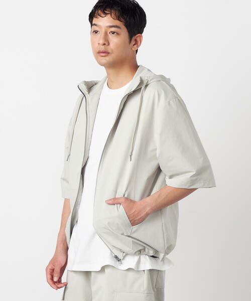 Purple&Yellow / パープルアンドイエロー パーカー | ポリエステルストレッチ 半袖ジップパーカ | 詳細9