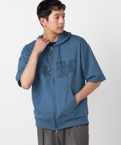 Purple&Yellow / パープルアンドイエロー パーカー | 半袖アップリケ ジップパーカ