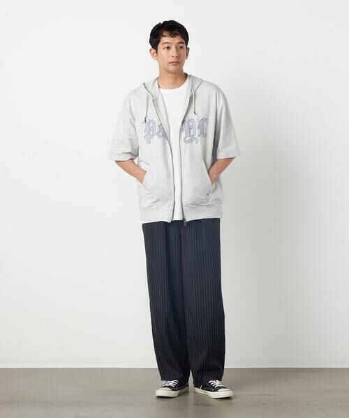 Purple&Yellow / パープルアンドイエロー パーカー | 半袖アップリケ ジップパーカ | 詳細1