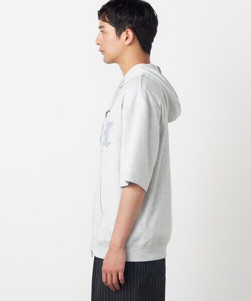 Purple&Yellow / パープルアンドイエロー パーカー | 半袖アップリケ ジップパーカ | 詳細6