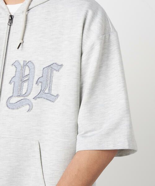 Purple&Yellow / パープルアンドイエロー パーカー | 半袖アップリケ ジップパーカ | 詳細11