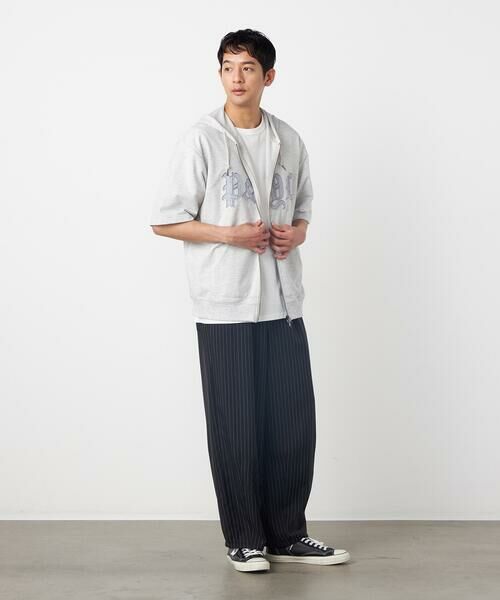 Purple&Yellow / パープルアンドイエロー パーカー | 半袖アップリケ ジップパーカ | 詳細2