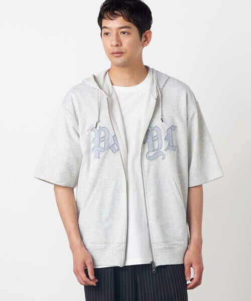 Purple&Yellow / パープルアンドイエロー パーカー | 半袖アップリケ ジップパーカ | 詳細3