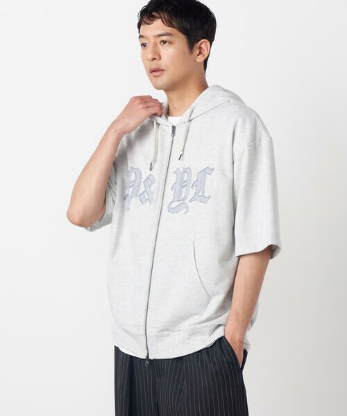 Purple&Yellow / パープルアンドイエロー パーカー | 半袖アップリケ ジップパーカ | 詳細4