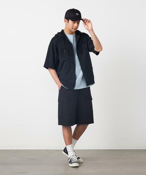 Purple&Yellow / パープルアンドイエロー パーカー | 半袖アップリケ ジップパーカ | 詳細17