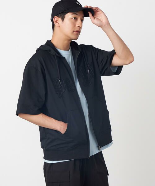 Purple&Yellow / パープルアンドイエロー パーカー | 半袖アップリケ ジップパーカ | 詳細18