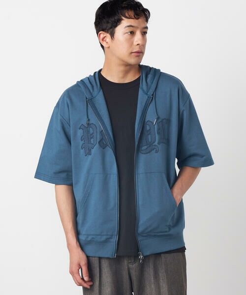 Purple&Yellow / パープルアンドイエロー パーカー | 半袖アップリケ ジップパーカ | 詳細22