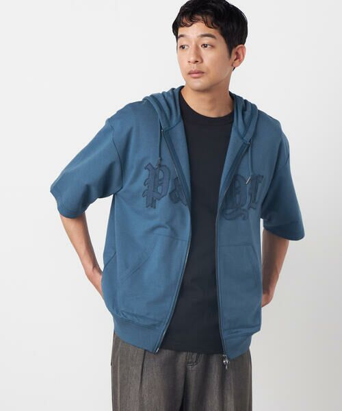 Purple&Yellow / パープルアンドイエロー パーカー | 半袖アップリケ ジップパーカ | 詳細23