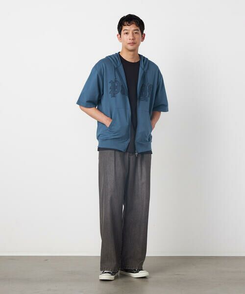 Purple&Yellow / パープルアンドイエロー パーカー | 半袖アップリケ ジップパーカ | 詳細20