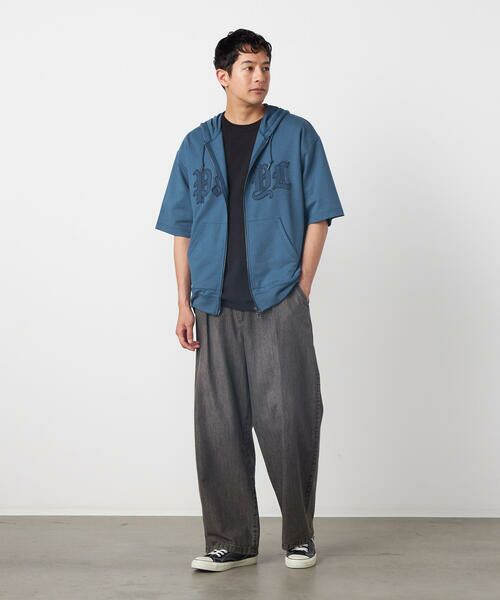 Purple&Yellow / パープルアンドイエロー パーカー | 半袖アップリケ ジップパーカ | 詳細21