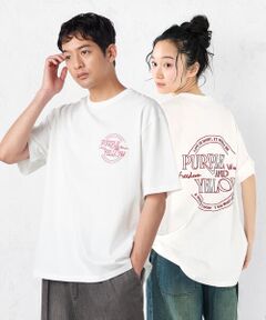 Purple&Yellow / パープルアンドイエロー Tシャツ | バックサークルロゴ刺繍 半袖Tシャツ