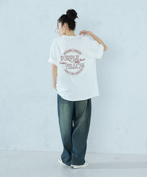 Purple&Yellow / パープルアンドイエロー Tシャツ | バックサークルロゴ刺繍 半袖Tシャツ | 詳細7