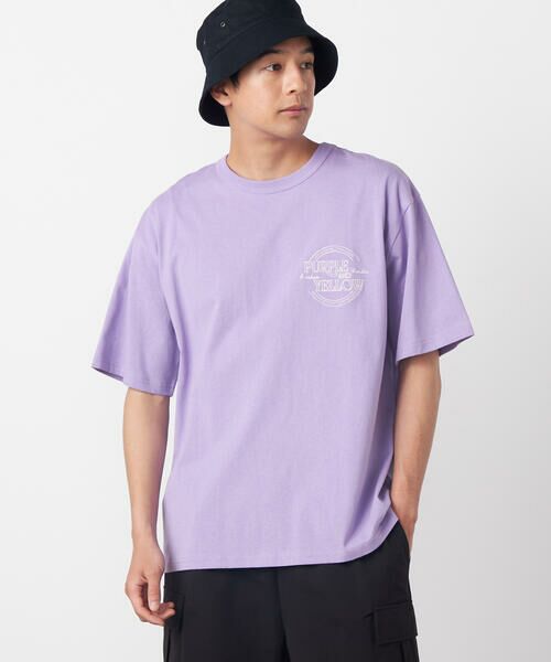 Purple&Yellow / パープルアンドイエロー Tシャツ | バックサークルロゴ刺繍 半袖Tシャツ（ラベンダー）