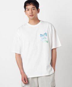 Purple&Yellow / パープルアンドイエロー Tシャツ | バックウェーブプリント 半袖Tシャツ