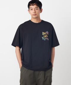 Purple&Yellow / パープルアンドイエロー Tシャツ | バックウェーブプリント 半袖Tシャツ