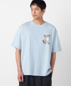 Purple&Yellow / パープルアンドイエロー Tシャツ | バックウェーブプリント 半袖Tシャツ