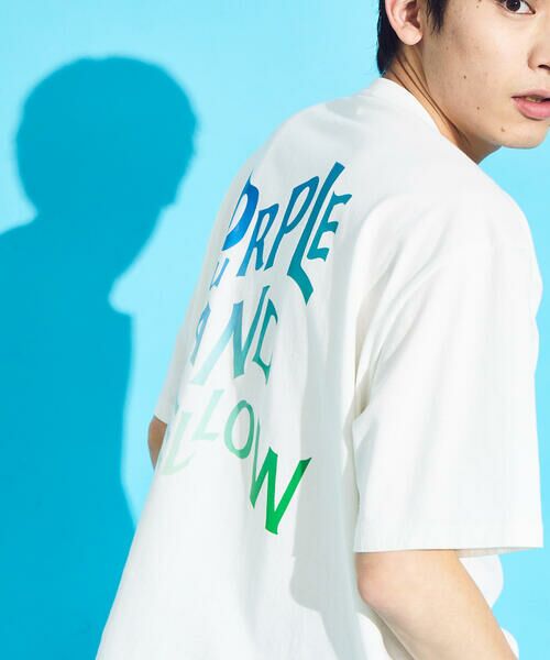 Purple&Yellow / パープルアンドイエロー Tシャツ | バックウェーブプリント 半袖Tシャツ | 詳細1