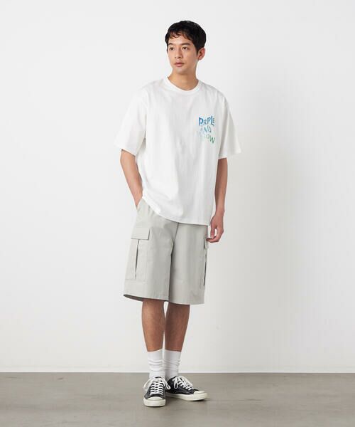 Purple&Yellow / パープルアンドイエロー Tシャツ | バックウェーブプリント 半袖Tシャツ | 詳細2