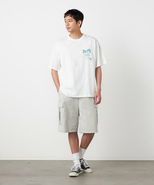 Purple&Yellow / パープルアンドイエロー Tシャツ | バックウェーブプリント 半袖Tシャツ | 詳細3